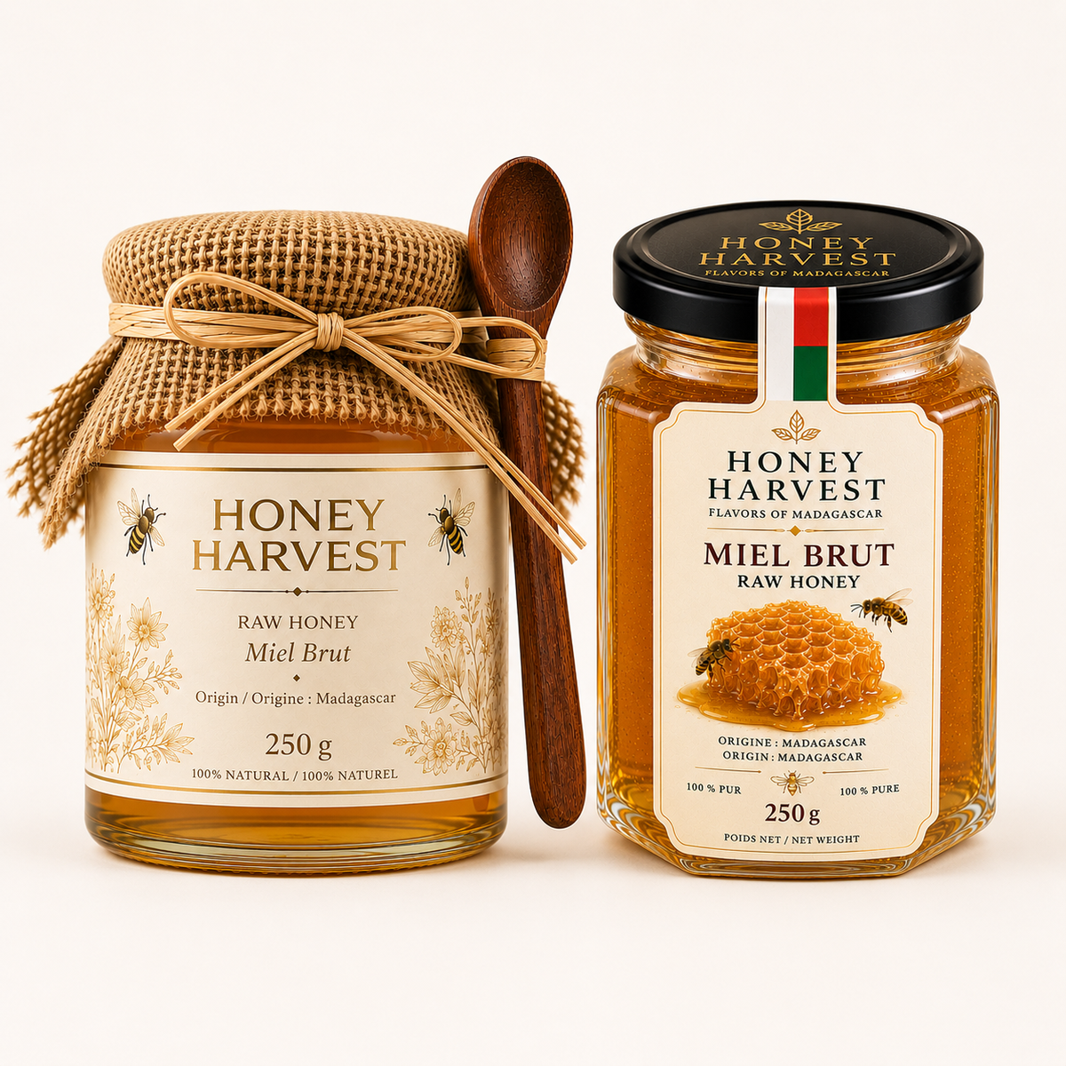 Madagascar Honey Collection – Raw and Infused Honeys – 250 g