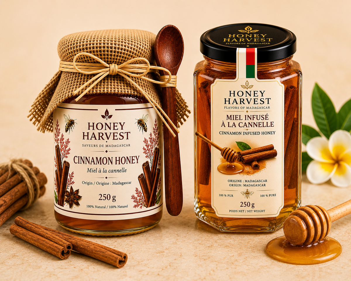 Madagascar Honey Collection – Raw and Infused Honeys – 250 g