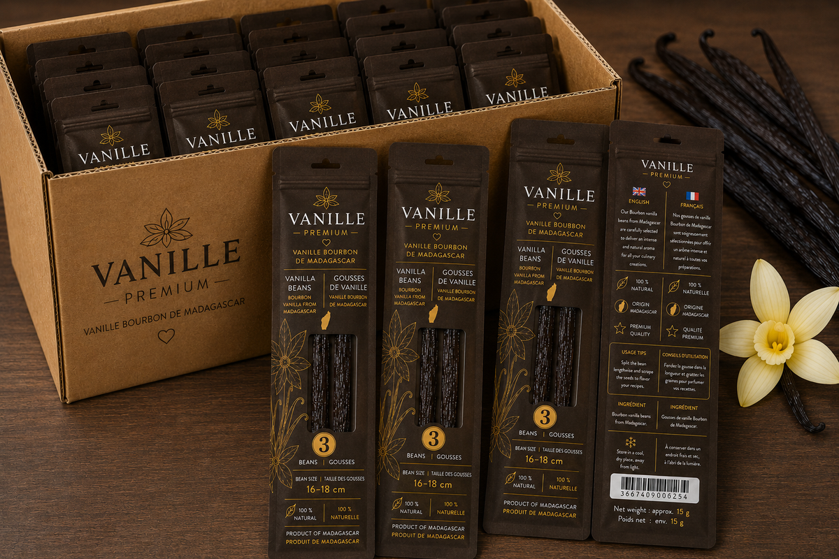 Madagascar Gourmet Bourbon Vanilla Beans 16–18 cm – Pack of 3 Beans