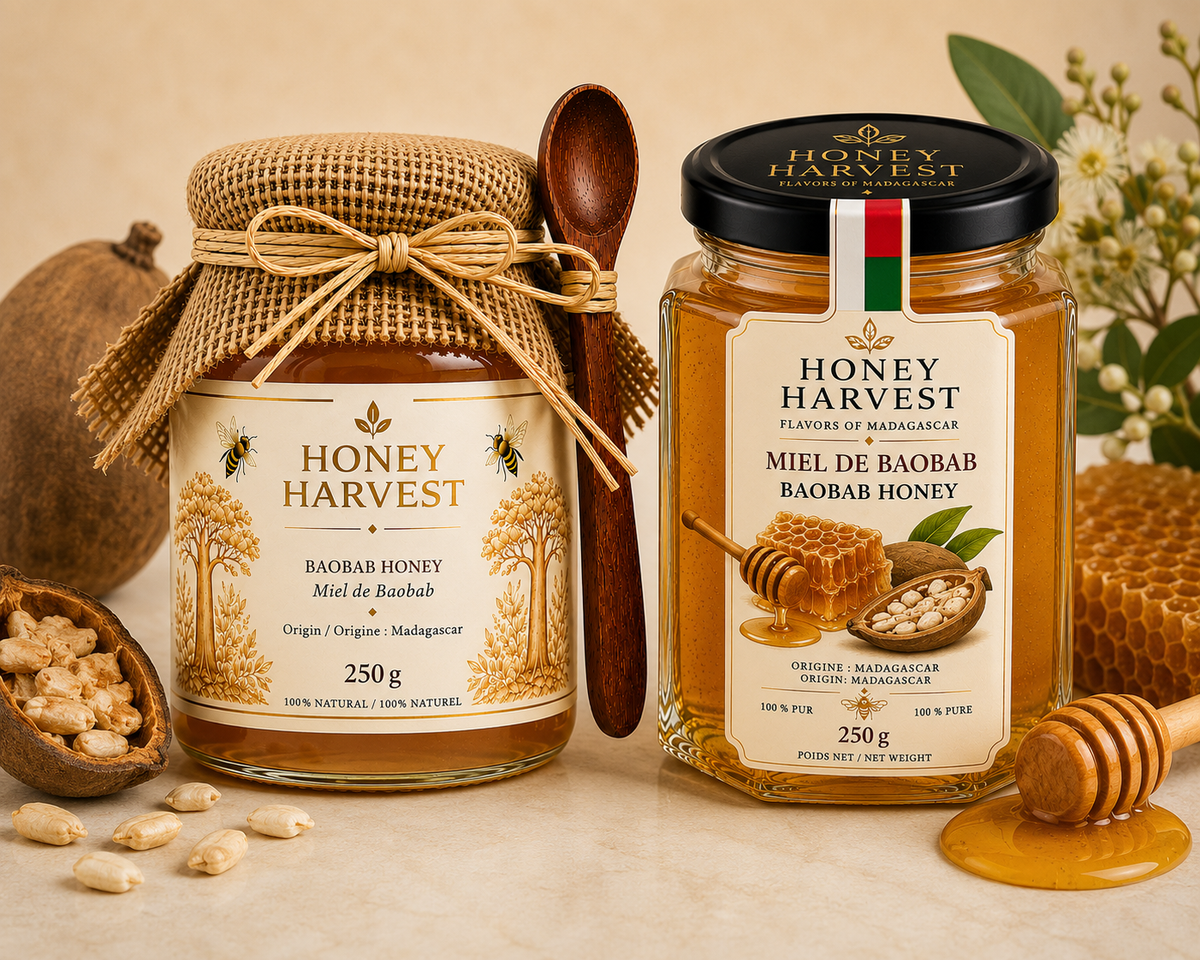 Madagascar Honey Collection – Raw and Infused Honeys – 250 g