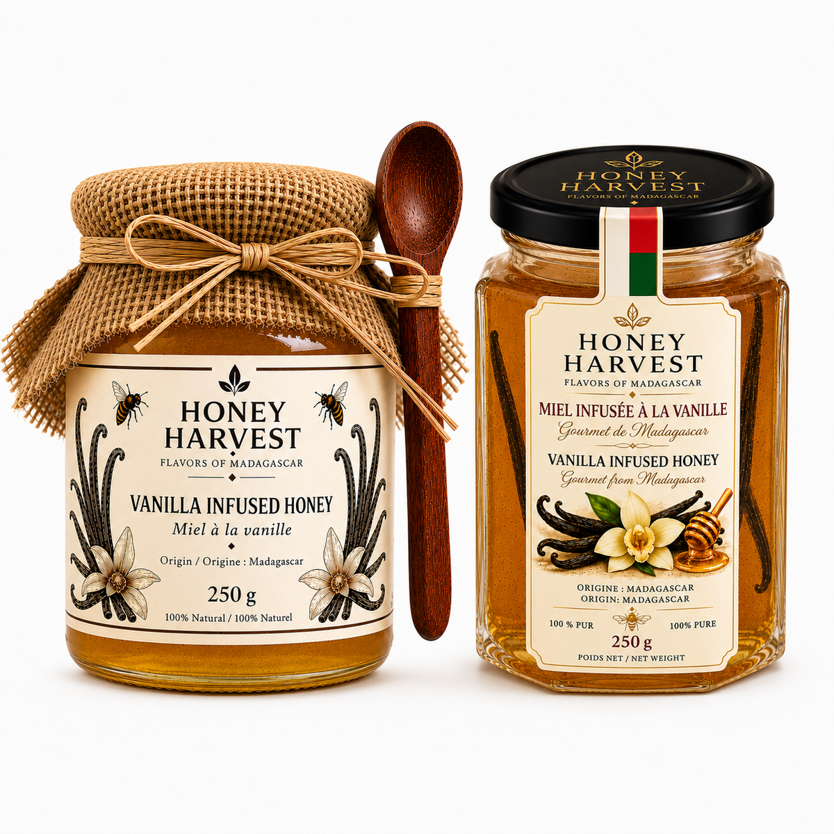 Madagascar Honey Collection – Raw and Infused Honeys – 250 g