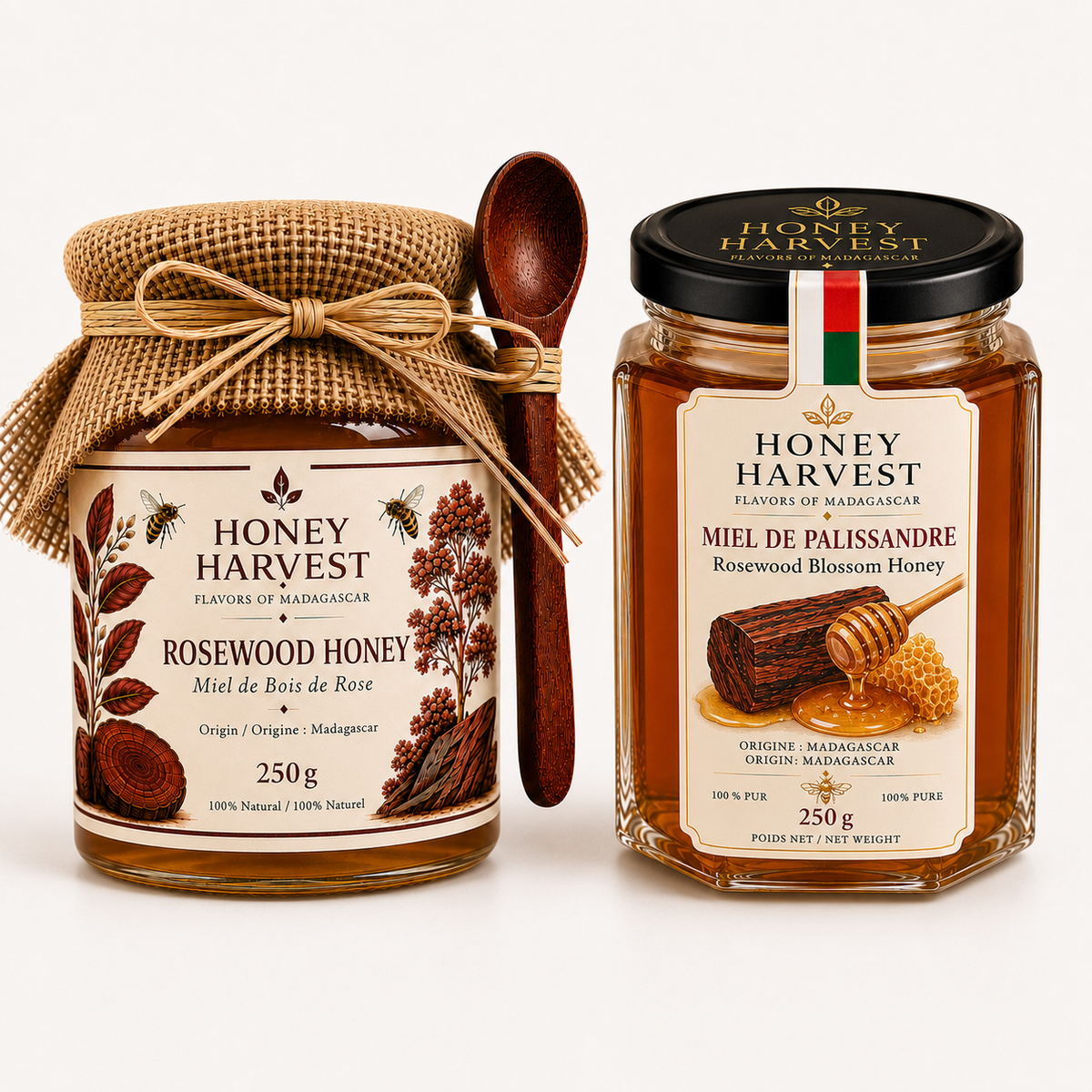 Madagascar Honey Collection – Raw and Infused Honeys – 250 g
